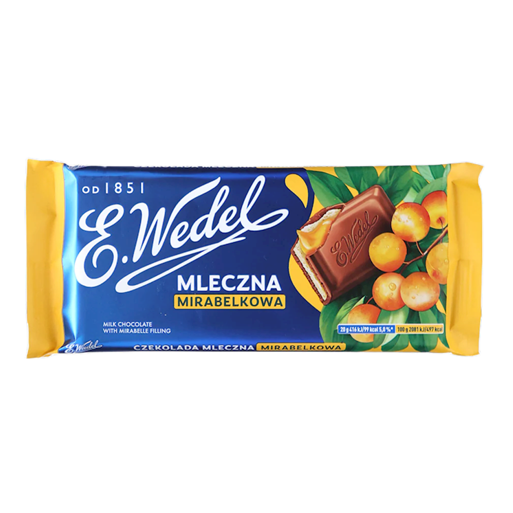 Шоколадный молочный батончик Tymbark с яблоком и вишней – 100 г (3,53 унции)